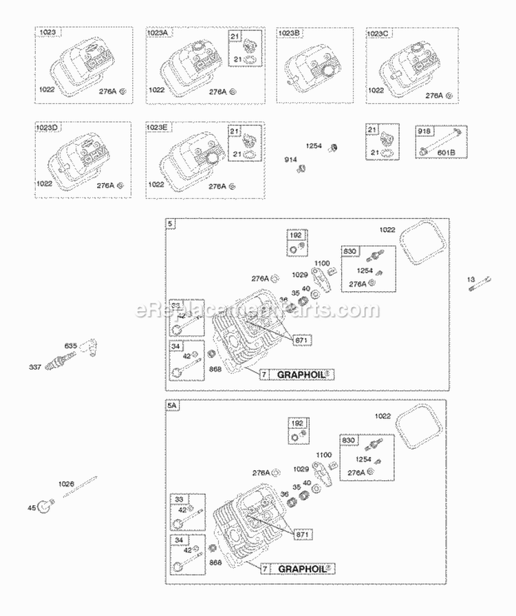 Cylinder Head Valves Diagram and Parts List for 295346-0119-B1  Briggs and Stratton Engine